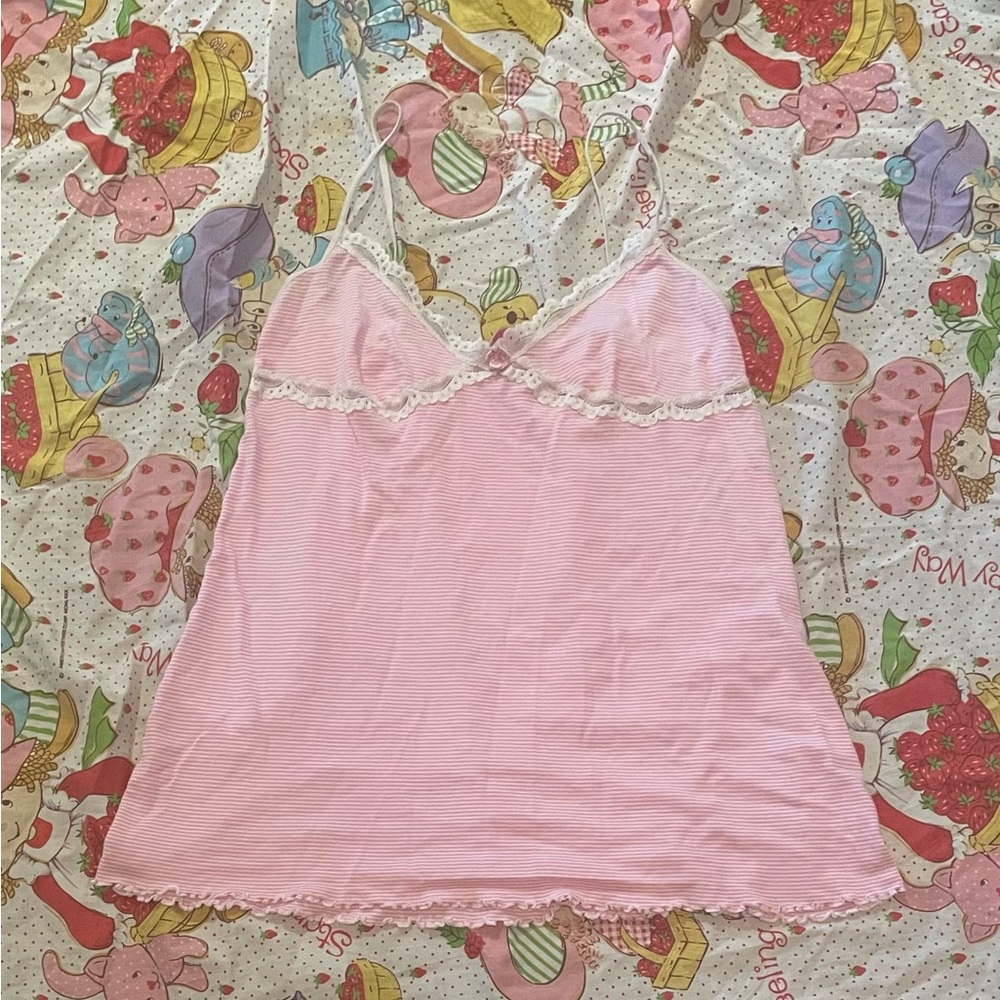 Pink Lace Trim Camisole